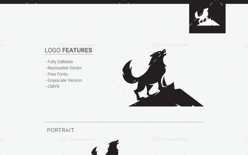 Download Шаблон логотипа "wolf Logo Template" / wolf Logo Template - Шаблон логотипа на тему графика agency logo animal animal logo lover dog headhunter heraldic howling wolf hunter hunting lone marketing music producer musician nature outdoors