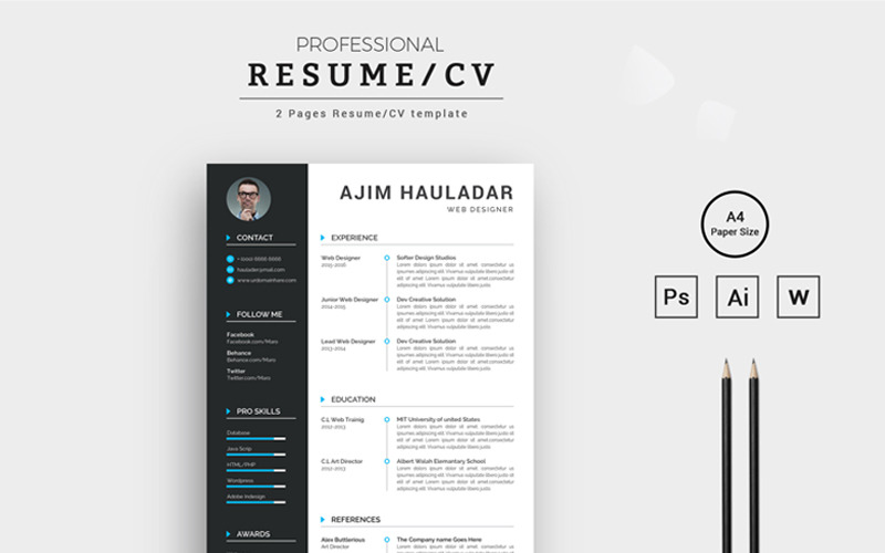 Download Резюме "Ajim Haulaadar Classic Resume Template" / Ajim Haulaadar Classic Resume Template - Резюме на тему дизайн студия resume cv clean creative word infographic modern professional student mac pages manager template bankers doctors job seekers a4 us letter