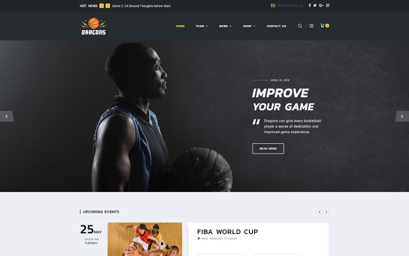Dragons - Mehrseitige HTML5-Website-Vorlage für das Basketballteam