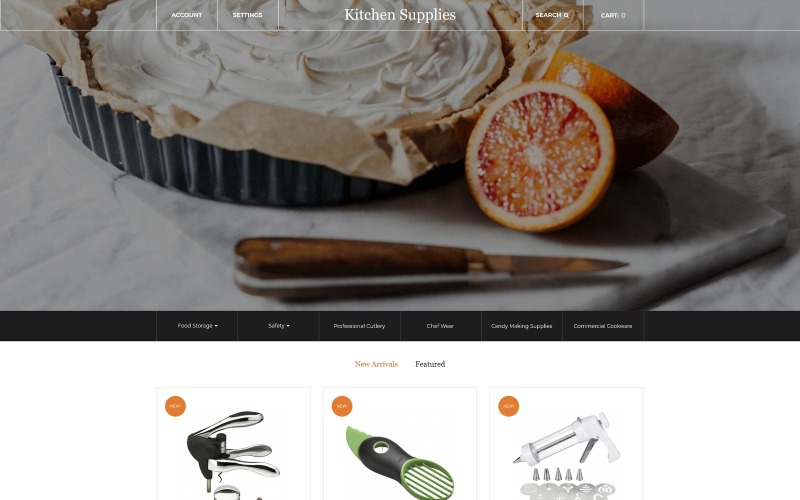 Fournitures de cuisine - Modèle OpenCart de magasin en ligne d'accessoires de cuisine élégants