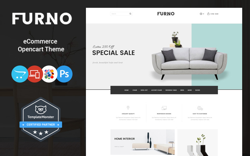 Furno - OpenCart шаблон мебельного магазина