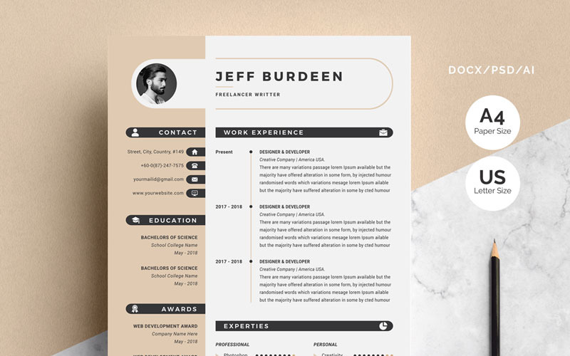 Jeff Burdeen - Modern önéletrajz sablon