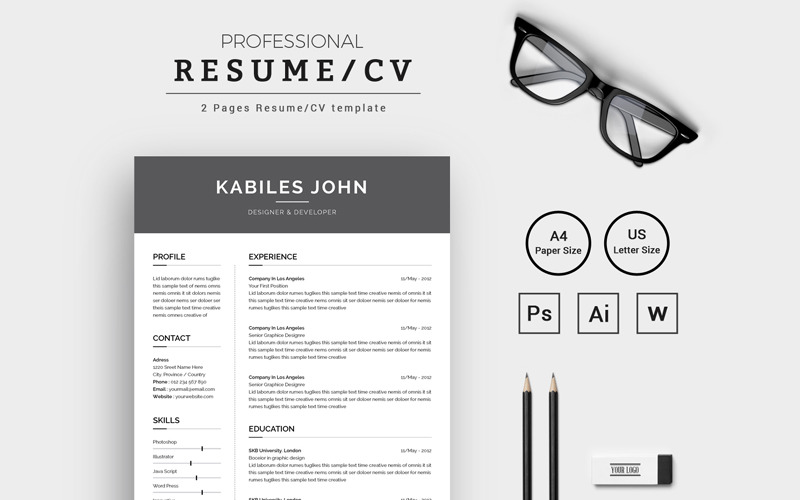 Download Резюме "Kabiles John Designer & Developer Resume Template" / Kabiles John Designer & Developer Resume Template - Резюме на тему графика resume cv clean creative word infographic modern professional student mac pages manager template bankers doctors job seekers