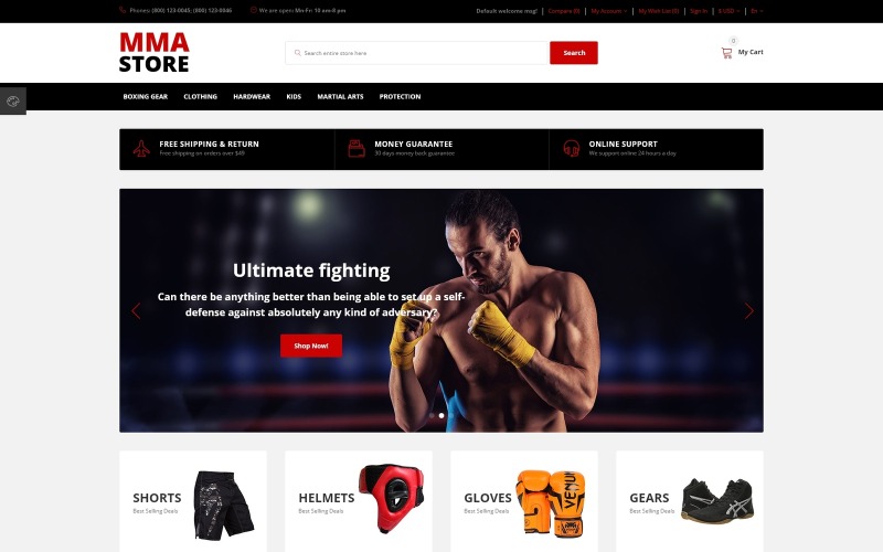 Магазин MMA - шаблон OpenCart Интернет-магазина Brutal MMA Sports Gear