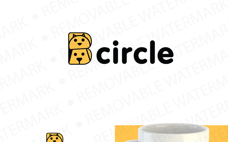 Modelo de logotipo de cão e gato de círculo