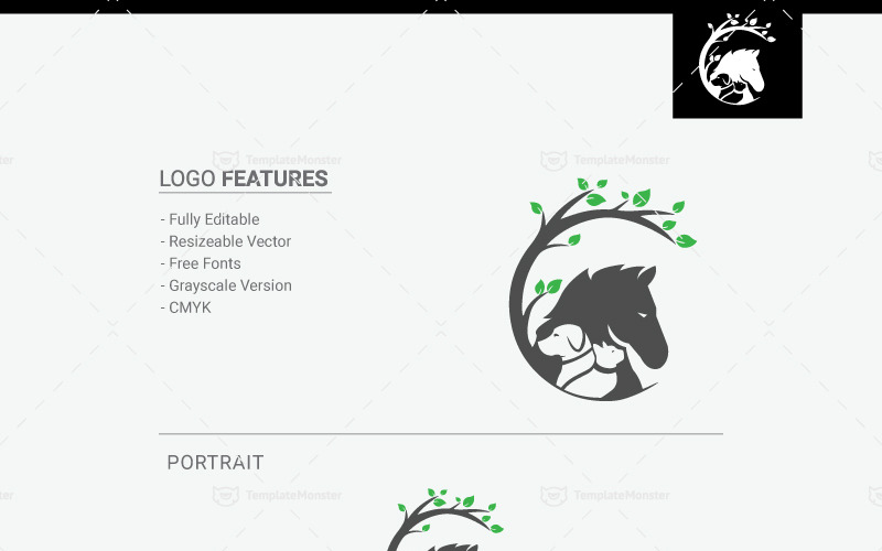 Download Шаблон логотипа "Pet Care Logo Template" / Pet Care Logo Template - Шаблон логотипа на тему графика animal food health logo animal logo animals bold brand branding care cat clean dog domestic effective friends iconic little friend