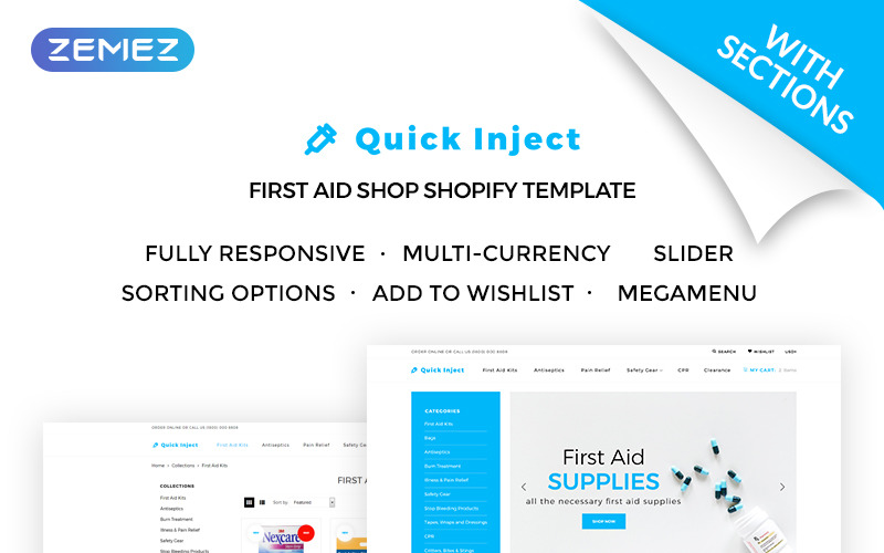 предметы первой помощи shopify тема