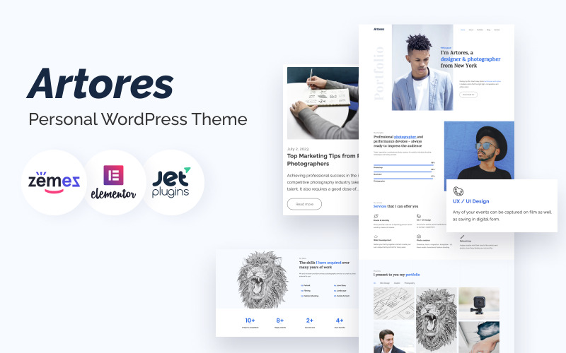 Artores - Osobní portfolio WordPress Elementor šablona pro kreativní profesionální webové stránky