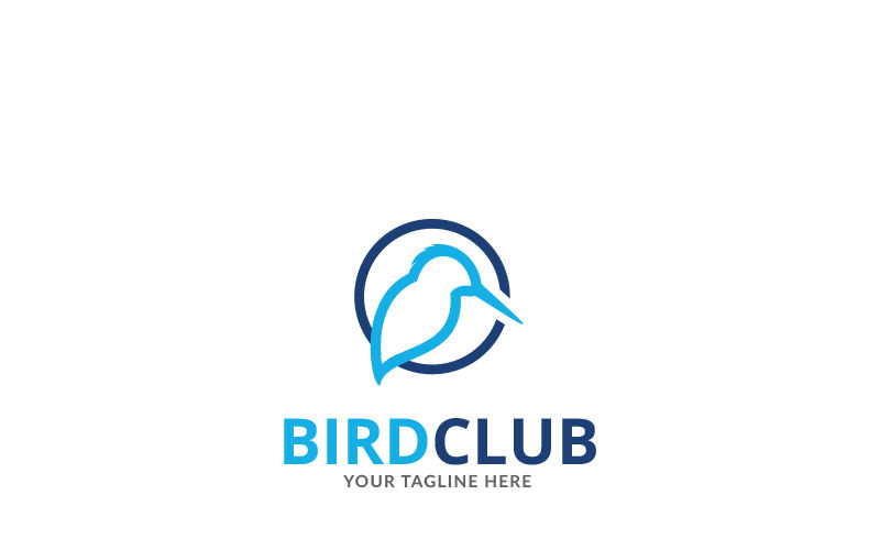 Download Шаблон логотипа "Bird Club Logo Template" / Bird Club Logo Template - Шаблон логотипа на тему графика animal bird blue bold brand business chirp clean company creative design fly humming line media modern nature professional sharp simple
