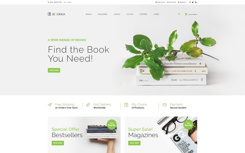 BOOKKA - OpenCart шаблон книжного магазина