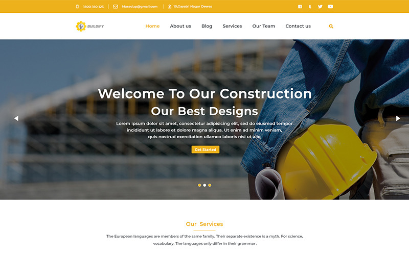 Download PSD шаблон "Buildify One Page PSD Template" / Buildify One Page PSD Template - Адаптивный PSD шаблон на тему агентство недвижимости construction one page portfolio 1170px bootstrap modern simple clean