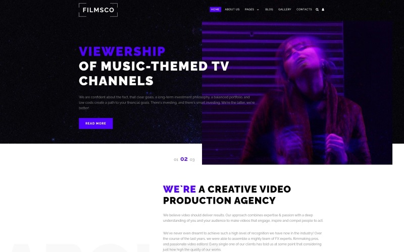 Filmsco - Захватывающий шаблон студии видеозаписи Joomla