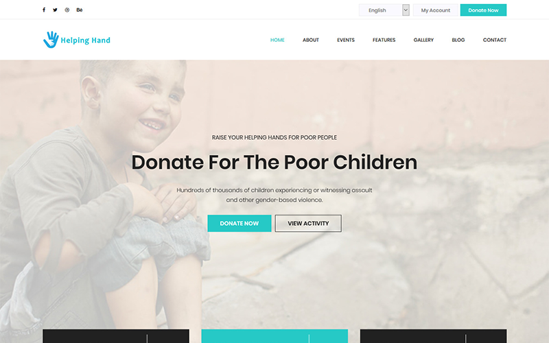 HelpingHand - HTML5-sjabloon voor bestemmingspagina's voor liefdadigheid en donaties
