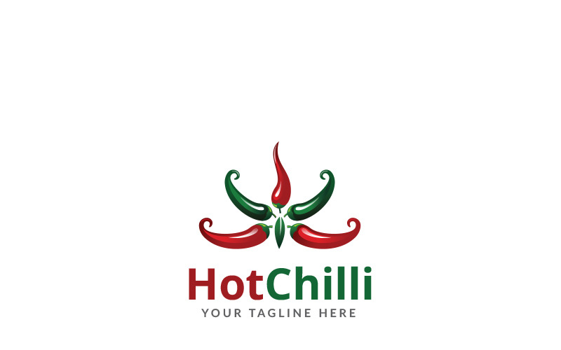 Download Шаблон логотипа "Hot Chili Logo Template" / Hot Chili Logo Template - Шаблон логотипа на тему графика business chili company delicious fast food hot logo pepper red restaurant simple spicy