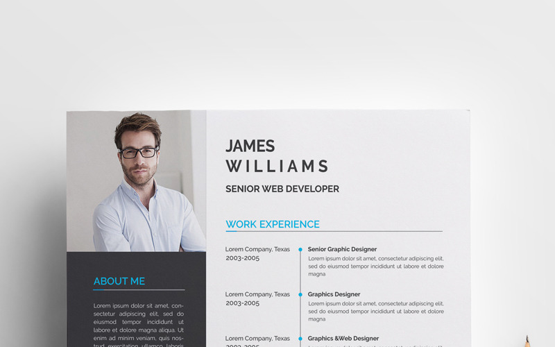 Download Резюме "James Williams - Resume Template" / James Williams - Resume Template - Резюме на тему графика resume template design cover letter cv modern minimal professional curriculum vitae us diy designer creative word ms microsoft bundle