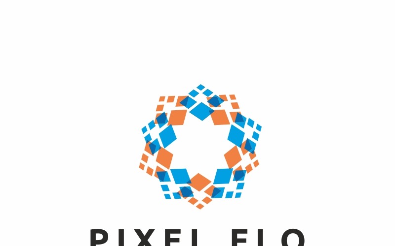 Modèle de logo de fleur de pixel