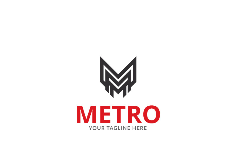 Modelo de logotipo de carta Metro M