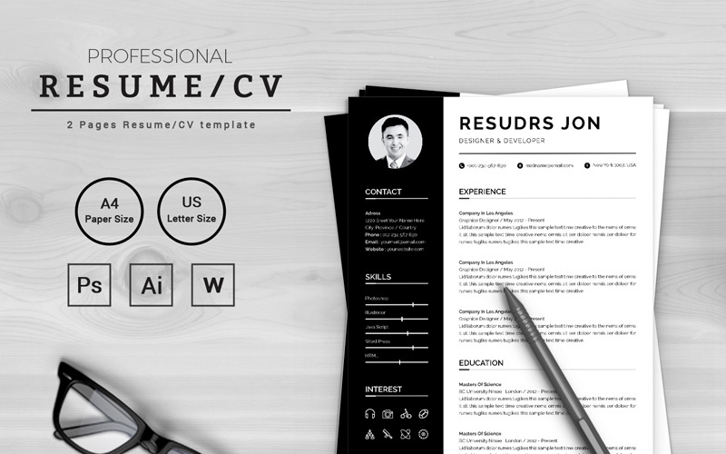 Resudrs Jon Шаблон резюме дизайнера та розробника