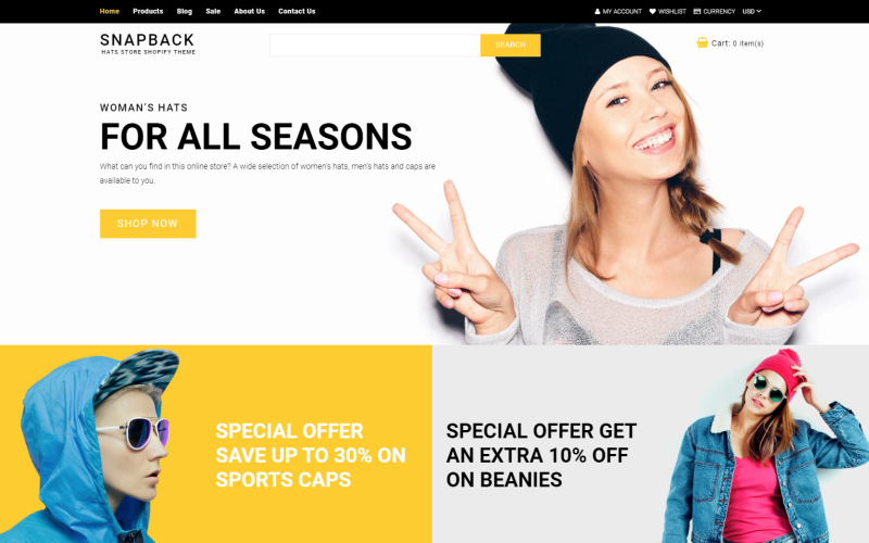 Snapback - Hats Store Shopify-Thema