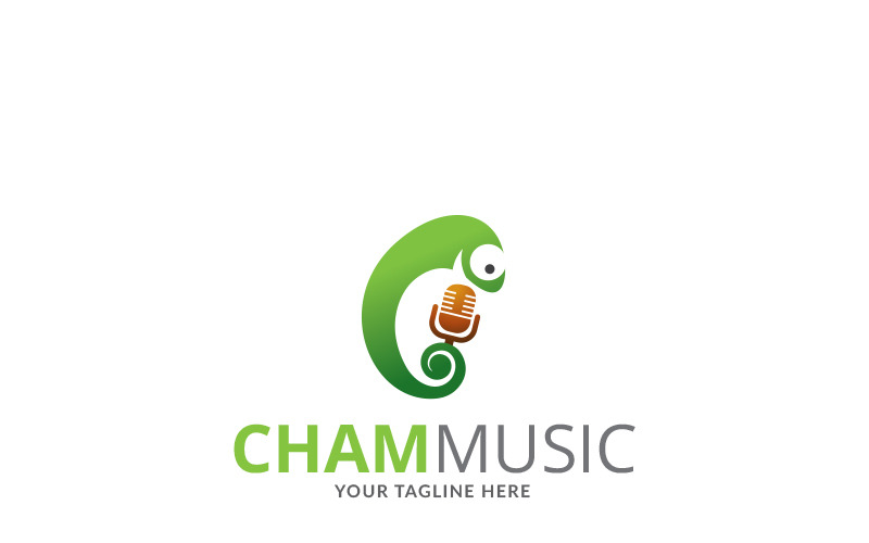 Download Шаблон логотипа "Chameleon Music Logo Template" / Chameleon Music Logo Template - Шаблон логотипа на тему графика app brand identity business cartoon chameleon color image company corporate creative cute fun green leaf lizard logo nature reptile resizable