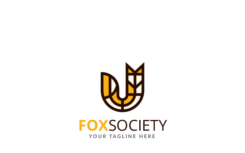 Download Шаблон логотипа "Fox Society Logo Template" / Fox Society Logo Template - Шаблон логотипа на тему графика animal animals brand branding business company corporate creative designer elegant forrest fox logo mascot modern orange print ready simple template