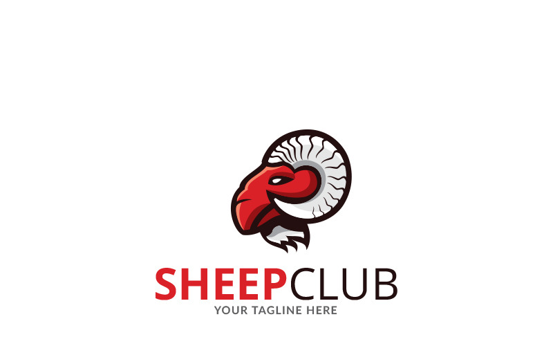 Modello di logo di progettazione del club delle pecore
