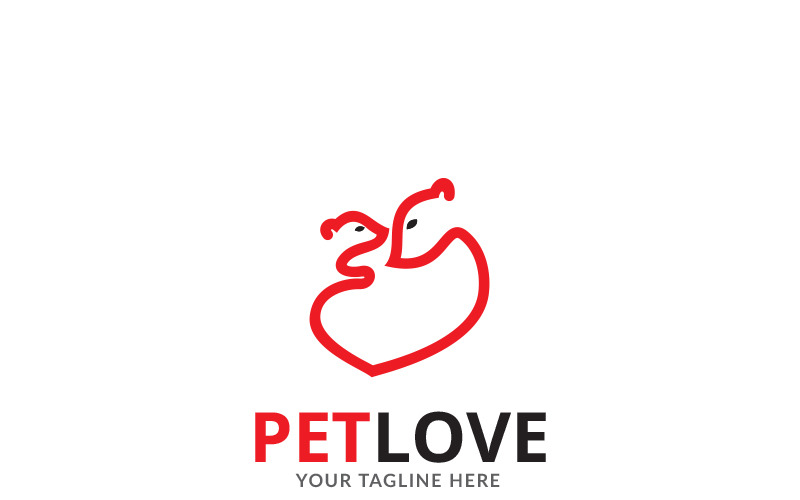 Download Шаблон логотипа "Pet Love Logo Template" / Pet Love Logo Template - Шаблон логотипа на тему графика adopt pet animal care animals cat creative dog heart logo clinic club pet food friends health home hospital house lab