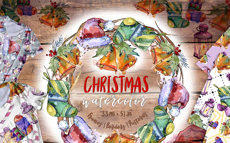 Download Иллюстрация "Amazing New Year's Collection PNG Watercolor Set - Illustration" / Amazing New Year's Collection PNG Watercolor Set - Illustration - Иллюстрация на тему графика christmas watercolor illustration year new design girl decoration card tree holiday gift isolated winter holly pine background greeting happy merry