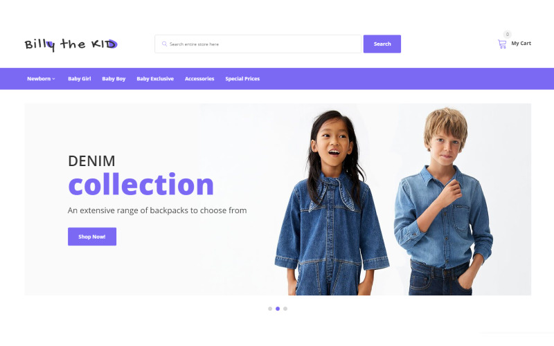Bill The Kid - šablona OpenCart pro internetový obchod jednoduché dětské módy