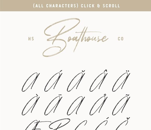 Download Шрифт "Boathouse - Brush Signature Cursive Font" / Boathouse - Brush Signature Cursive Font - Шрифт на тему графика 