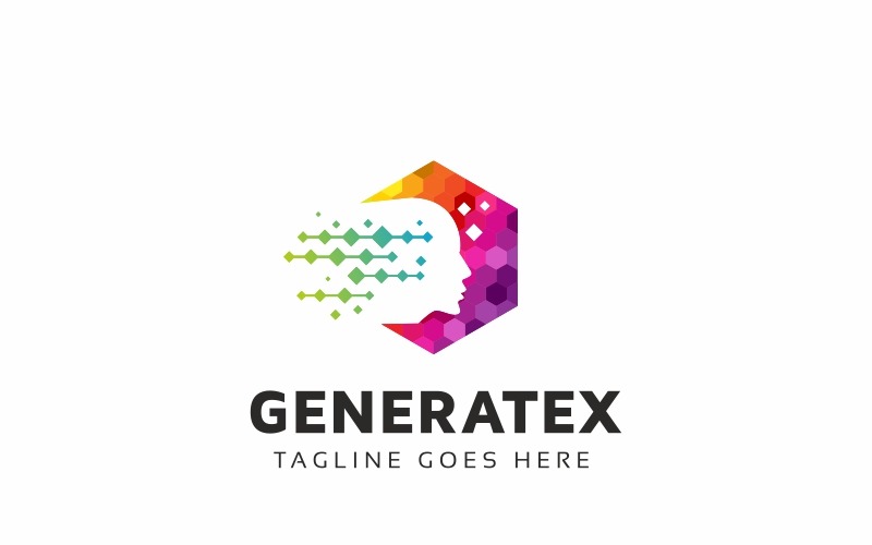 Download Шаблон логотипа "Generatex Logo Template" / Generatex Logo Template - Шаблон логотипа на тему графика artificial intelligence artist braintorm brand bright circular colorful creative creativity creator designer development diversity dots genetic genetical genius head human