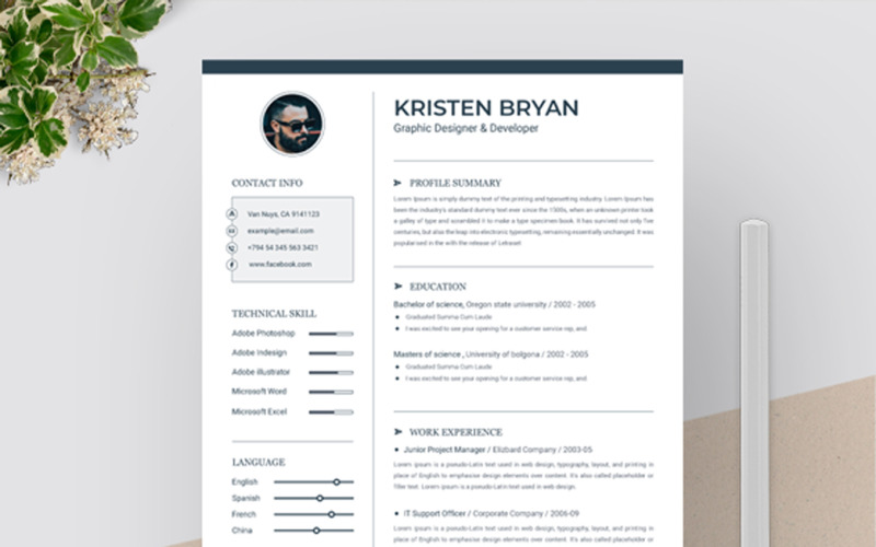 Download Резюме "Kristen Resume Template" / Kristen Resume Template - Адаптивный Резюме на тему графика a4,clean resume,cv,cv clean,cv doc,cv elegant,cv template,elegant resume,modern resume,professional resume,resume,resume clean,resume creative,resume cv,resume design,resume minimal,resume pa