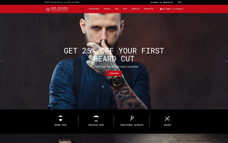 Mr Beard - Brutal Barbershop Shopify-tema