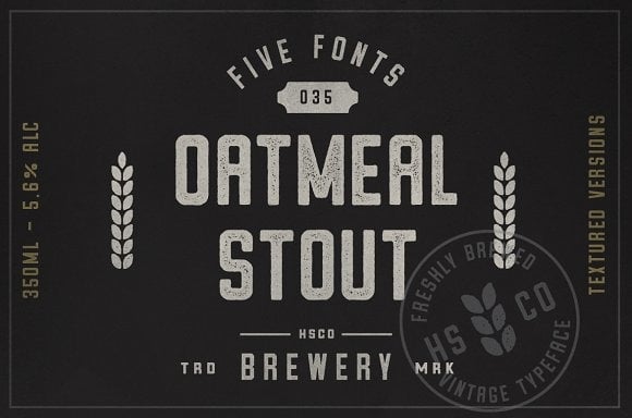 Download Шрифт "Oatmeal Stout - 5 Styles Font" / Oatmeal Stout - 5 Styles Font - Шрифт на тему графика 