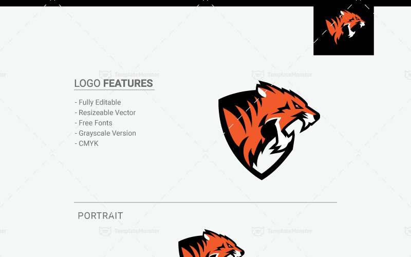 Download Шаблон логотипа "Tiger Logo Template" / Tiger Logo Template - Шаблон логотипа на тему графика academy baseball basketball biker business cat chops clubs flag football growls guard head hockey jaguar king logo moto panther power