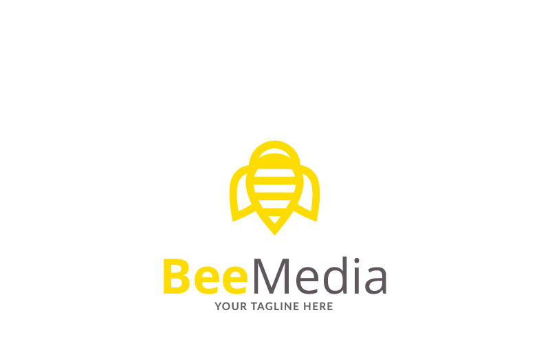 Download Шаблон логотипа "Bee Media Brand Logo Template" / Bee Media Brand Logo Template - Шаблон логотипа на тему графика bee logo beehive clever creative design developer development elegant fast delivery fly flying geek business hexagon community honey idea illustration