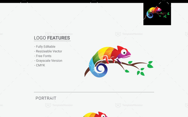 Download Шаблон логотипа "Chameleon  - Logo Template" / Chameleon  - Logo Template - Шаблон логотипа на тему графика animal app application brand camouflage cartoon chameleon colorful communication community creative ecological fresh fun funny green illustration lizard logo market