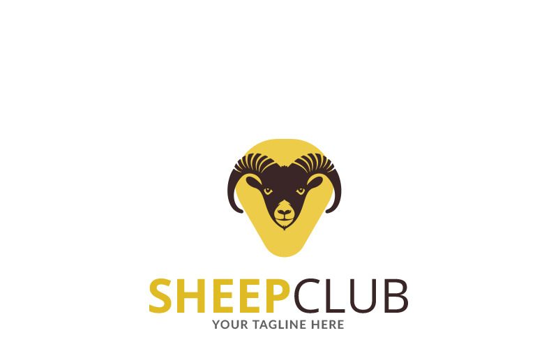 Download Шаблон логотипа "Little Sheep Club Logo Template" / Little Sheep Club Logo Template - Шаблон логотипа на тему графика agriculture agro animal animals app apps black branding creative designer ewe farm farmer farming funny game goat head horn kid