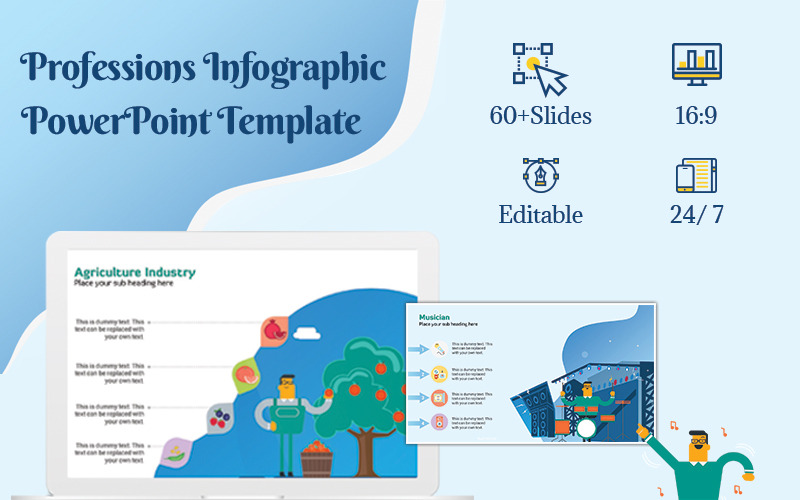 Modèle PowerPoint d'infographie sur les professions