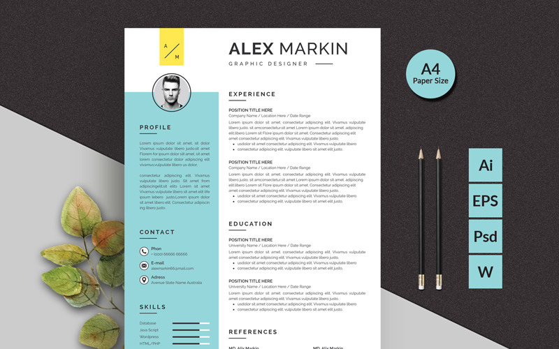 Download Резюме "Alex Markin Modern Resume Template" / Alex Markin Modern Resume Template - Резюме на тему графика resume cv clean creative word infographic modern professional student mac pages manager template bankers doctors job seekers