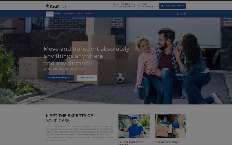 FastRoad - responsywny motyw WordPress Elementor firmy Moving Company