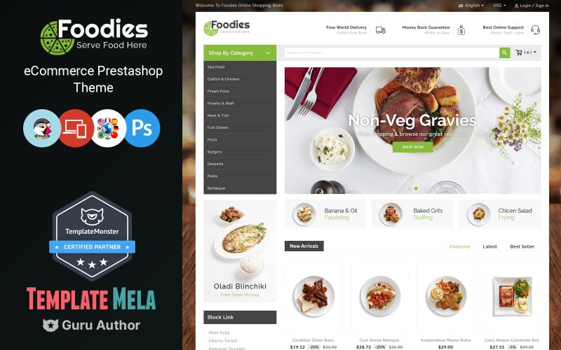 Foodies - Tema PrestaShop del negozio di ristoranti