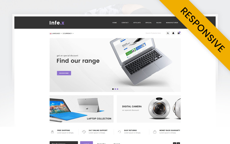 Infex - Modello reattivo OpenCart per negozio di elettronica