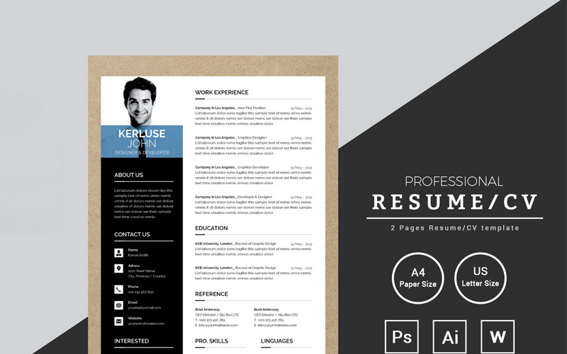 Download Резюме "Kerluse John Designer Developer Resume Template" / Kerluse John Designer Developer Resume Template - Резюме на тему графика resume cv clean creative word infographic modern professional student mac pages manager template bankers doctors job seekers