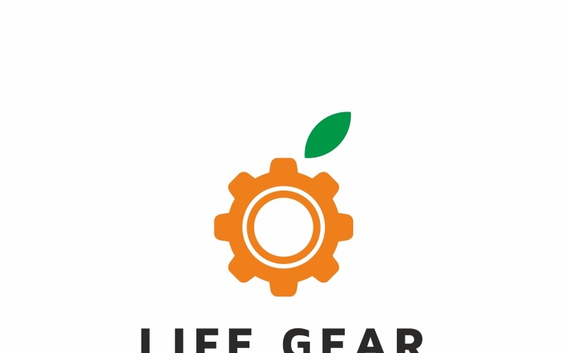 Download Шаблон логотипа "Life Gear Logo Template" / Life Gear Logo Template - Шаблон логотипа на тему графика blue eco gear green industrial industry leaf life orange spring water drops