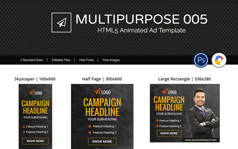 Download Animated Banner "Multipurpose Banner (MU005) Animated Banner" / Multipurpose Banner (MU005) Animated Banner - Animated Banner на тему графика business multipurpose multi-use template design corporate popular unique psd animated gwd google google-ads promotion marketing finance