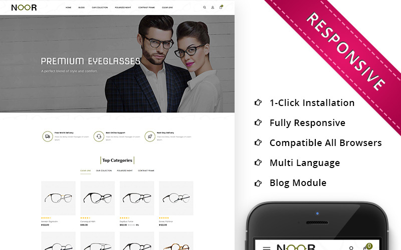 Noor - Адаптивный OpenCart шаблон для магазина оптики