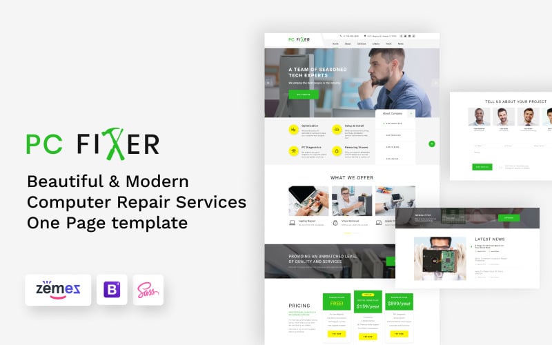 PC Fixer - Computer Repair Services HTML Landing Page Template