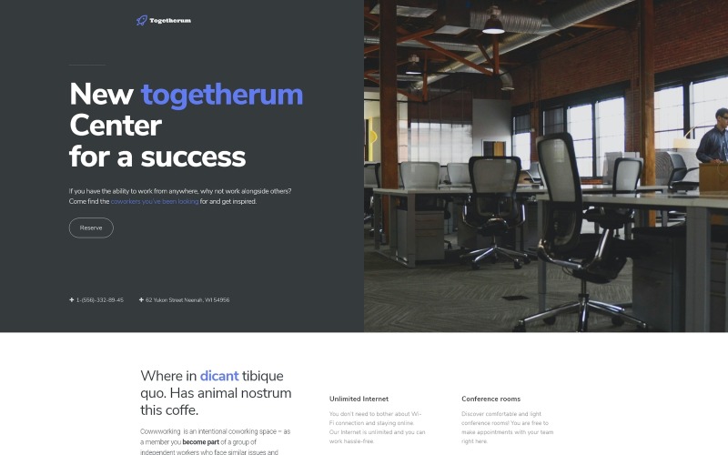 Togetherum - тема коворкінг-центру WordPress Elementor Theme