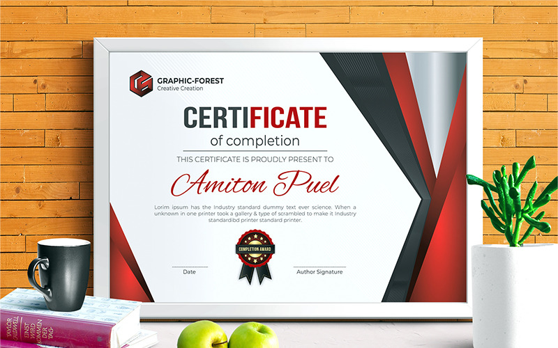 Download Шаблон сертификата "A4 & US Letter Size Print Ready Certificate Template" / A4 & US Letter Size Print Ready Certificate Template - Шаблон сертификата на тему графика 
